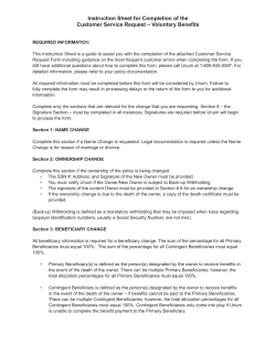 Instruction Sheet for Completion of the Customer Service Request
