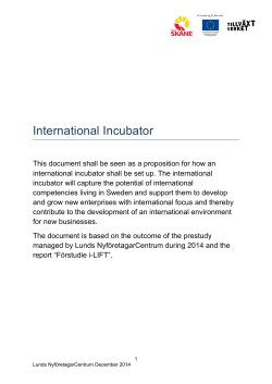 International Incubator - Lunds Nyf&ouml;retagarCentrum