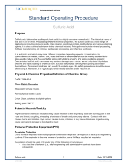 Sulfuric Acid - UC Merced Chemistry and Chemical Biology