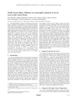 Pacific Ocean inflow: Influence on catastrophic reduction of sea ice