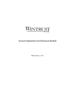 Account Agreement and Disclosure Booklet