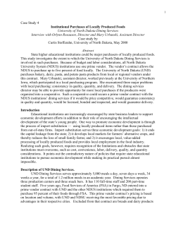 Institutional Purchases of Locally Produced Foods