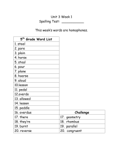 Unit 3 Week 1 Spelling Test: ______ This week`s words are
