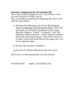 Summer Assignment for AP Calculus