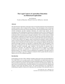 The Legal Context of Australian Education: An Historical