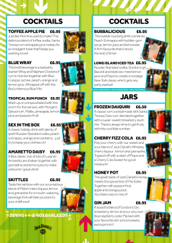 Cocktail Menu - Arc Inspirations