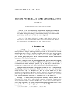 Idoneal Numbers and some generalizations.