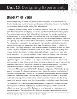 Unit 15: Designing Experiments