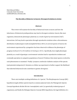 The Heredity of Behavior in Insects: Divergent Evolution in Action