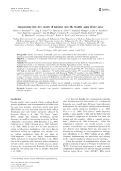 Implementing innovative models of dementia care