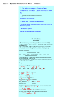 Lesson 1 Systems of mesurement - Class 1.notebook