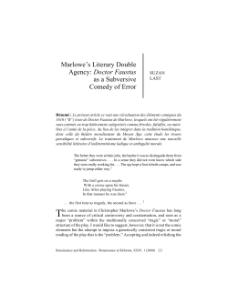 Marlowe`s Literary Double Agency: Doctor Faustus as a Subversive