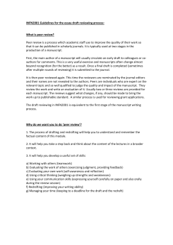 INFN2001 Guidelines for the essay draft reviewing process: What is