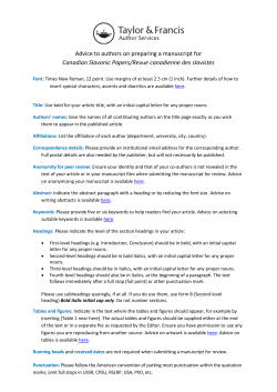 Advice to authors on preparing a manuscript for Canadian Slavonic