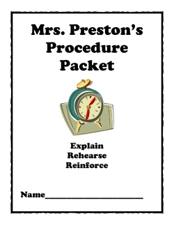 Mrs. Preston`s Procedure Packet