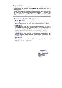 Congratulations ! The manual is divided into the following sections