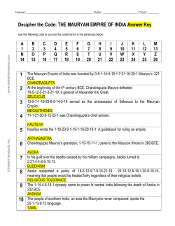 Decipher the Code: THE MAURYAN EMPIRE