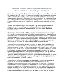 Silence and Solitude . . . "For The Purpose Of Godliness"
