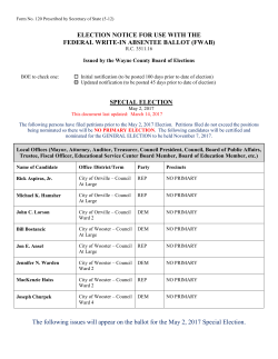 45 Day Notice for - Wayne County Board of Elections