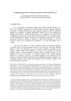 1 A typological approach to Catalan interrogative sentences headed