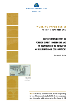 On the measurement of foreign direct investment - ECB