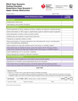 PALS Case Scenario Testing Checklist Respiratory