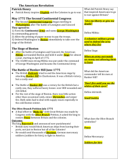 The American Revolution Patrick Henry May 1775​​The​​Second