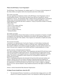 PYP IPC MYP IGCSE DP Programme