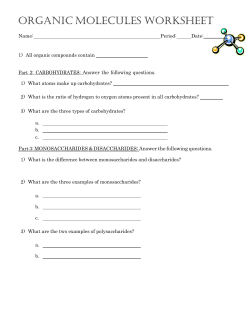 ORGANIC MOLECULES WORKSHEET