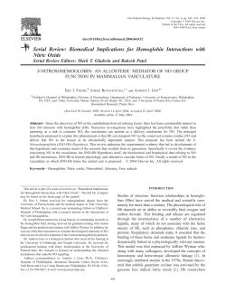 Serial Review: Biomedical Implications for Hemoglobin Interactions