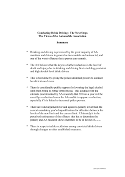 Combating Drink Driving: The Next Steps The Views of the