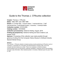 Guide to the Thomas J. O`Rourke collection, 1950-1997