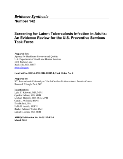 Screening for Latent Tuberculosis Infection in Adults: An Evidence