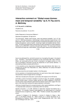 Interactive comment on &ldquo;Global ocean biomes: mean and temporal