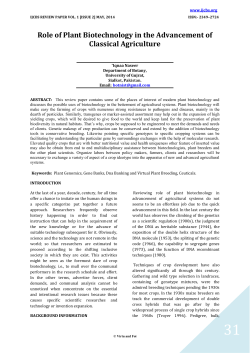 Role of Plant Biotechnology in the Advancement of Classical