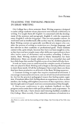 TEACHING THE THINKING PROCESS IN ESSAY WRITING