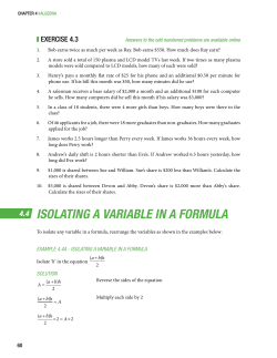 ISOLATING A VARIABLE IN A FORMULA