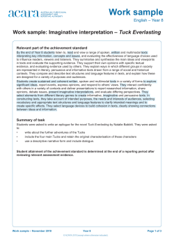 Work sample - Australian Curriculum