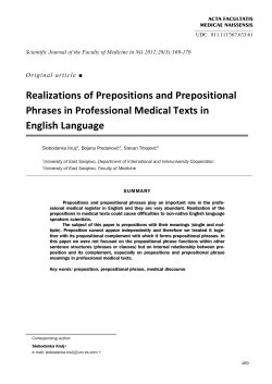 Realizations of Prepositions and Prepositional Phrases in