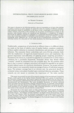 INTERNATIONAL PRICE COMPARISONS BASED UPON