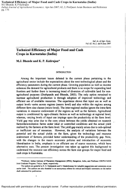 Technical Efficiency of Major Food and Cash Crops in Karnataka