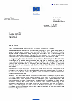 Brussels, 21 03. 2017 Ref. Ares(2017)1484790 Mr Brian Hayes