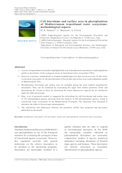 Cell biovolume and surface area in phytoplankton of Mediterranean