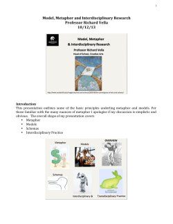 Model, Metaphor and Interdisciplinary Research Professor Richard