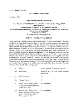 EXECUTION VERSION FINAL TERMS DOCUMENT