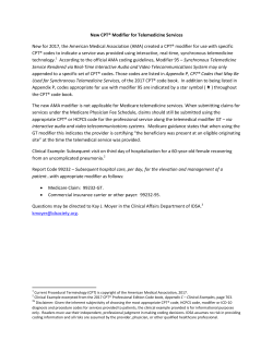 New CPT&reg; Modifier for Telemedicine Services New for 2017, the