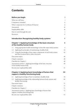 HLTAP301A Recognise healthy body systems in a health care context