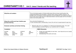 CHRISTIANITY KS 1 Unit 3: Jesus` friends and His teaching