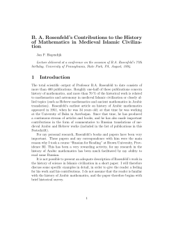 B. A. Rosenfeld`s Contributions to the History of Mathematics in