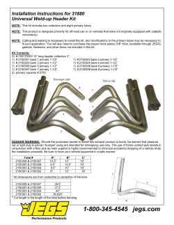Installation Instructions for Universal Weld-up Header Kit